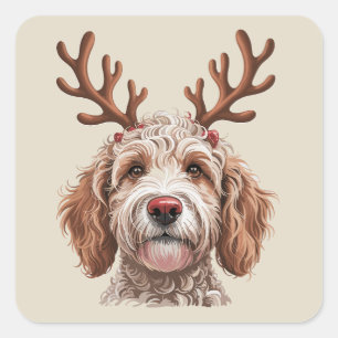 Goldendoodle Kerstliefhebber Geschenk voor Hondenm Vierkante Sticker