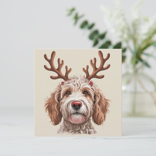 Goldendoodle Kerstminnende Hond Moeder Cadeau Feestdagenkaart (Staand voorkant)