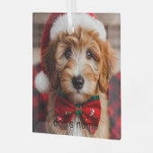Goldendoodle Kerstmis Glas Ornament (Voorkant links)