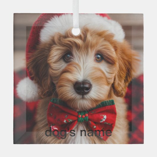 Goldendoodle Kerstmis Glas Ornament (Voorkant)