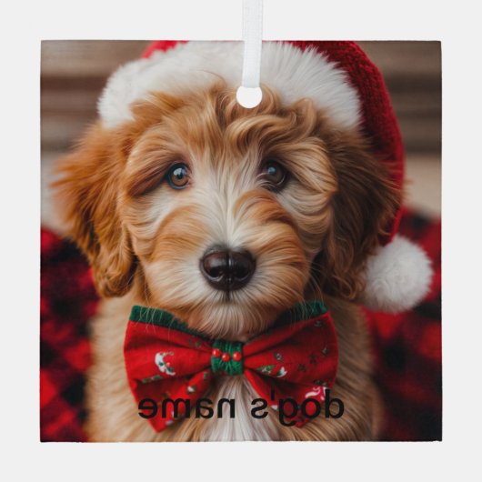 Goldendoodle Kerstmis Glas Ornament (Achterkant)
