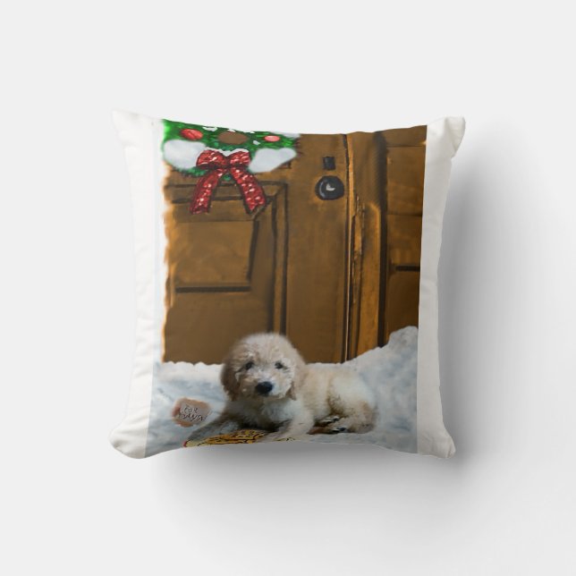Goldendoodle Kerstmis Kussen (Voorkant)