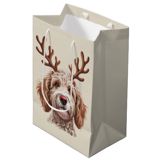 Goldendoodle Kerstmis Liefhebber Hond Moeder Cadea Medium Cadeauzakje (Voorkant Gekanteld)