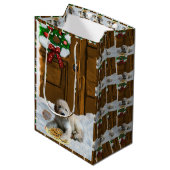 Goldendoodle Kerstmis Medium Cadeauzakje (Voorkant Gekanteld)