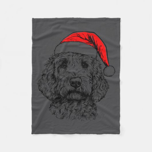 Goldendoodle Kerstmis Sinterklaas Hoed Kerst Pyjam Fleece Deken (Voorkant)