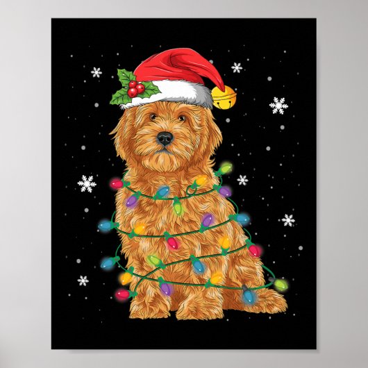 Goldendoodle Kerstmis Sinterklaas Hoed Sprookjesli Poster (Voorkant)