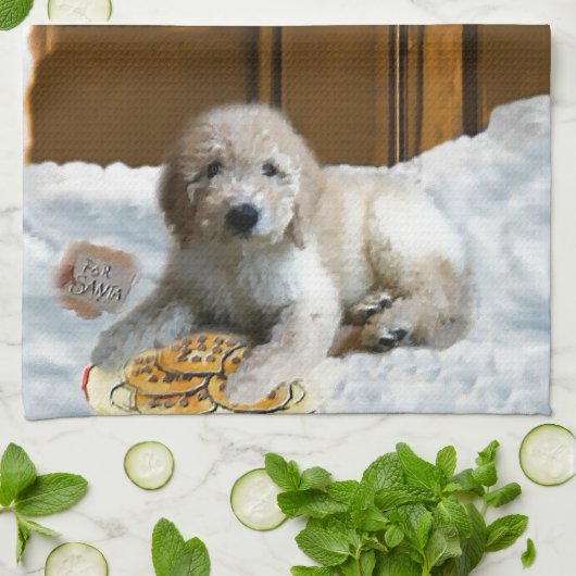 Goldendoodle Kerstmis Theedoek (Gevouwen)