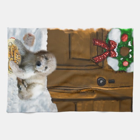 Goldendoodle Kerstmis Theedoek (Horizontaal)