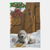 Goldendoodle Kerstmis Theedoek (Verticaal)