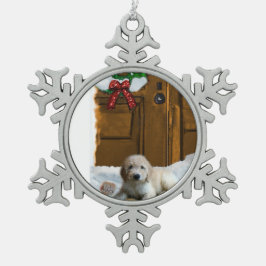 Goldendoodle Kerstmis Tin Sneeuwvlok Ornament