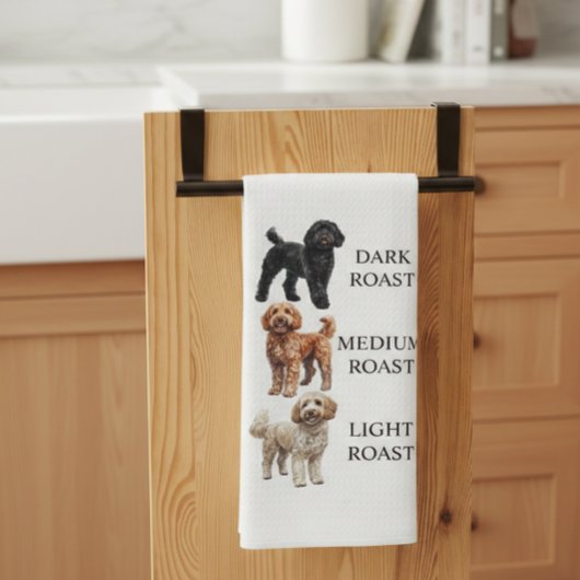 Goldendoodle koffie licht donker medium roast  theedoek
