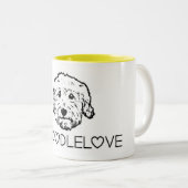 Goldendoodle liefde! Cute Doodle Tweekleurige Koffiemok (Voorkant rechts)