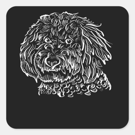 Goldendoodle Line art cadeau idee Vierkante Sticker (Voorkant)
