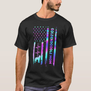 Goldendoodle Mam American Flag Tie Dye Moeder's Da T-shirt