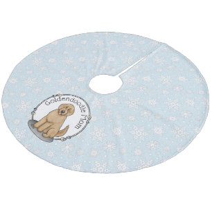 Goldendoodle Mam Doodle Mam (gouden rood) Dog Mam Fleece Kerstboom Rok