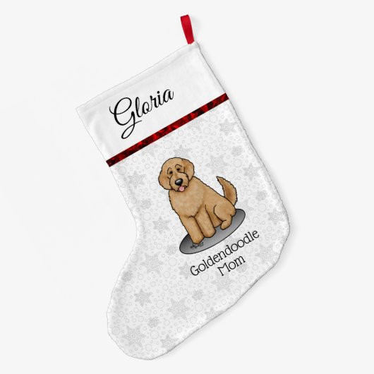 Goldendoodle Mam Doodle Mam (gouden rood) Dog Mam Grote Kerstsok (Achterkant (Hangend))
