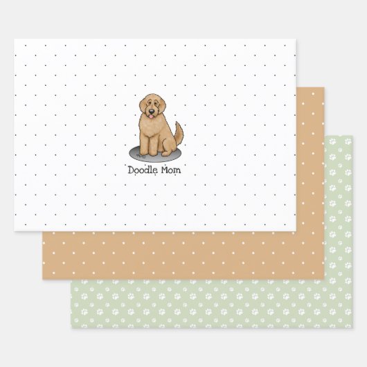 Goldendoodle Mam Doodle Mam (gouden rood) Dog Mam Inpakpapier Vel (Set)