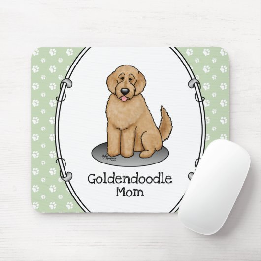 Goldendoodle Mam Doodle Mam (gouden rood) Dog Mam Muismat (Met muis)