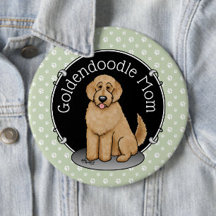 Goldendoodle Mam Doodle Mam (gouden rood) Dog Mam Ronde Button 6,0 Cm