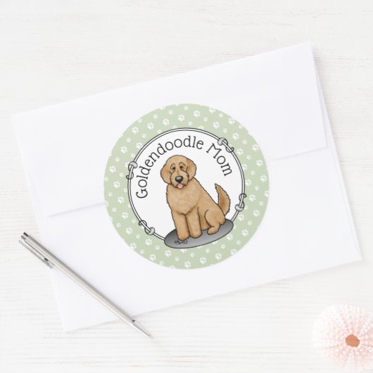 Goldendoodle Mam Doodle Mam (gouden rood) Dog Mam Ronde Sticker (Envelop)