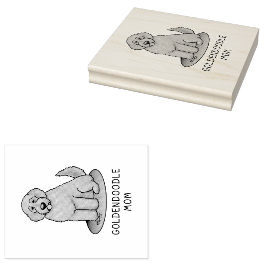 Goldendoodle Mam Doodle Mam (gouden rood) Dog Mam Rubberstempel (Gestempeld)