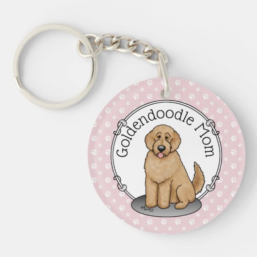 Goldendoodle Mam Doodle Mam (gouden rood) Dog Mam Sleutelhanger (Voorkant)