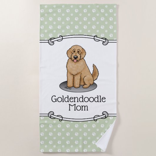 Goldendoodle Mam Doodle Mam (gouden rood) Dog Mam Strandlaken (Voorkant)