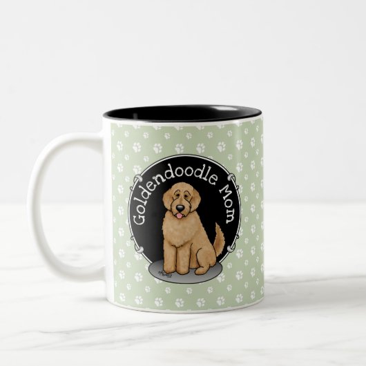 Goldendoodle Mam Doodle Mam (gouden rood) Dog Mam Tweekleurige Koffiemok (Links)