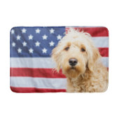 Goldendoodle met Amerikaanse vlag Badmat (Voorkant)