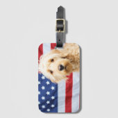 Goldendoodle met Amerikaanse vlag Bagagelabel (Voorkant (verticaal))