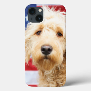 Goldendoodle met Amerikaanse vlag Case-Mate iPhone Case