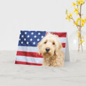Goldendoodle met Amerikaanse vlag Kaart (Gele Bloem)