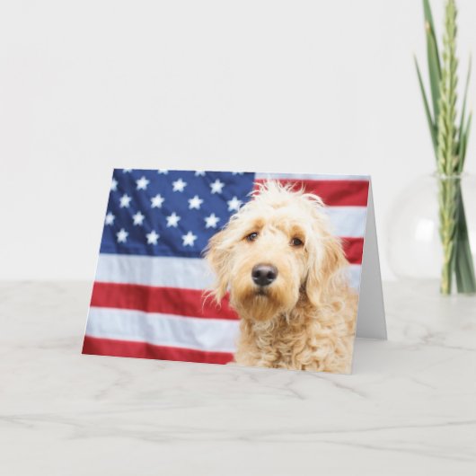 Goldendoodle met Amerikaanse vlag Kaart (Voorkant)
