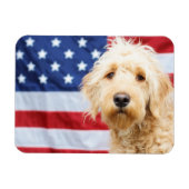 Goldendoodle met Amerikaanse vlag Magneet (Horizontaal)