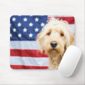 Goldendoodle met Amerikaanse vlag Muismat (Met muis)