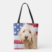 Goldendoodle met Amerikaanse vlag Tote Bag (Achterkant)