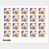 Goldendoodle met Amerikaanse vlag Vierkante Sticker (Vel)