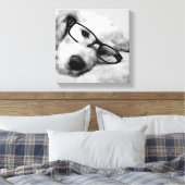 Goldendoodle met bril canvas afdruk (Insitu (Slaapkamer))