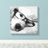 Goldendoodle met bril canvas afdruk (Insitu (Houten vloer))