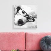 Goldendoodle met bril canvas afdruk (Insitu (Woonkamer))