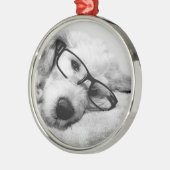 Goldendoodle met bril metalen ornament (Links)