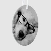 Goldendoodle met bril ornament (voorkant)