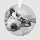 Goldendoodle met bril ornament (voorkant)