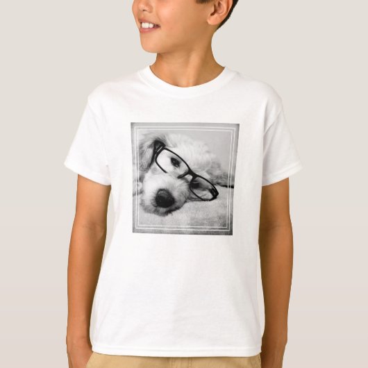 Goldendoodle met bril t-shirt (Voorkant)