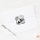 Goldendoodle met bril vierkante sticker (Envelop)