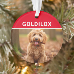 Goldendoodle met de naam van de hond Foto Kerstmis Ornament