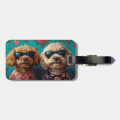 Goldendoodle met hart Rozen Valentijnsdag Bagagelabel (Achterkant horizontaal)