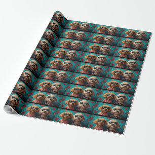Goldendoodle met hart Rozen Valentijnsdag Cadeaupapier