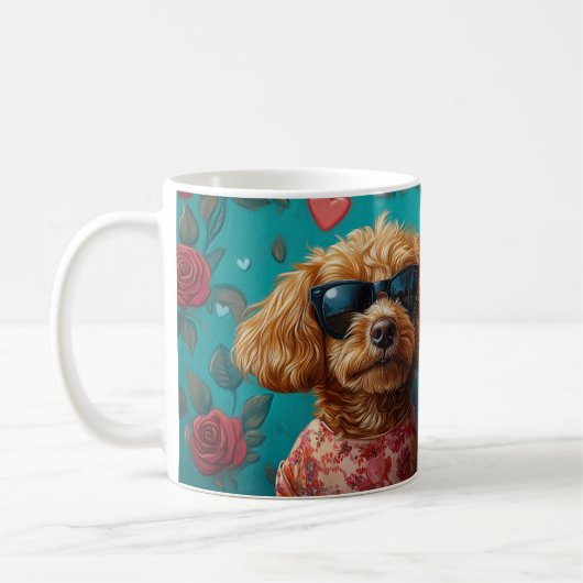 Goldendoodle met hart Rozen Valentijnsdag Koffiemok (Links)