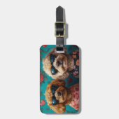 Goldendoodle met hartrozen Valentijnsdag Bagagelabel (Voorkant verticaal)